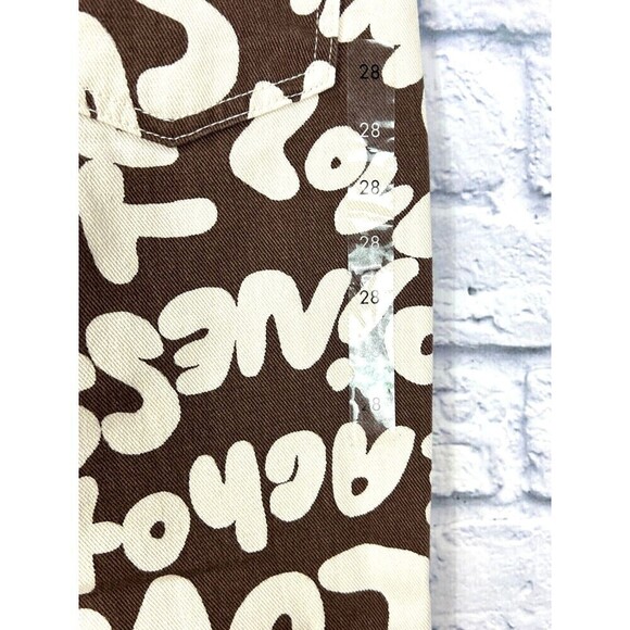 New Pacsun Womens Size 28 Dad Jean White Chocolate Peace Love Straight Leg E4 - Picture 8 of 11